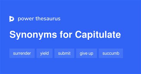Capitulation synonym - capitulated definition: 1. past simple and past participle of capitulate 2. to accept military defeat: 3. to accept…. Learn more. 